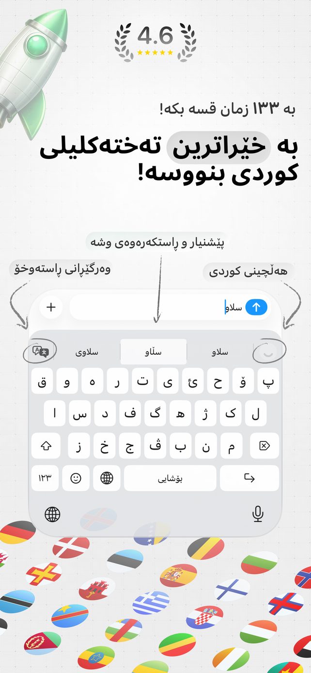 Kurdish keyboard with suggestions and autocorrect